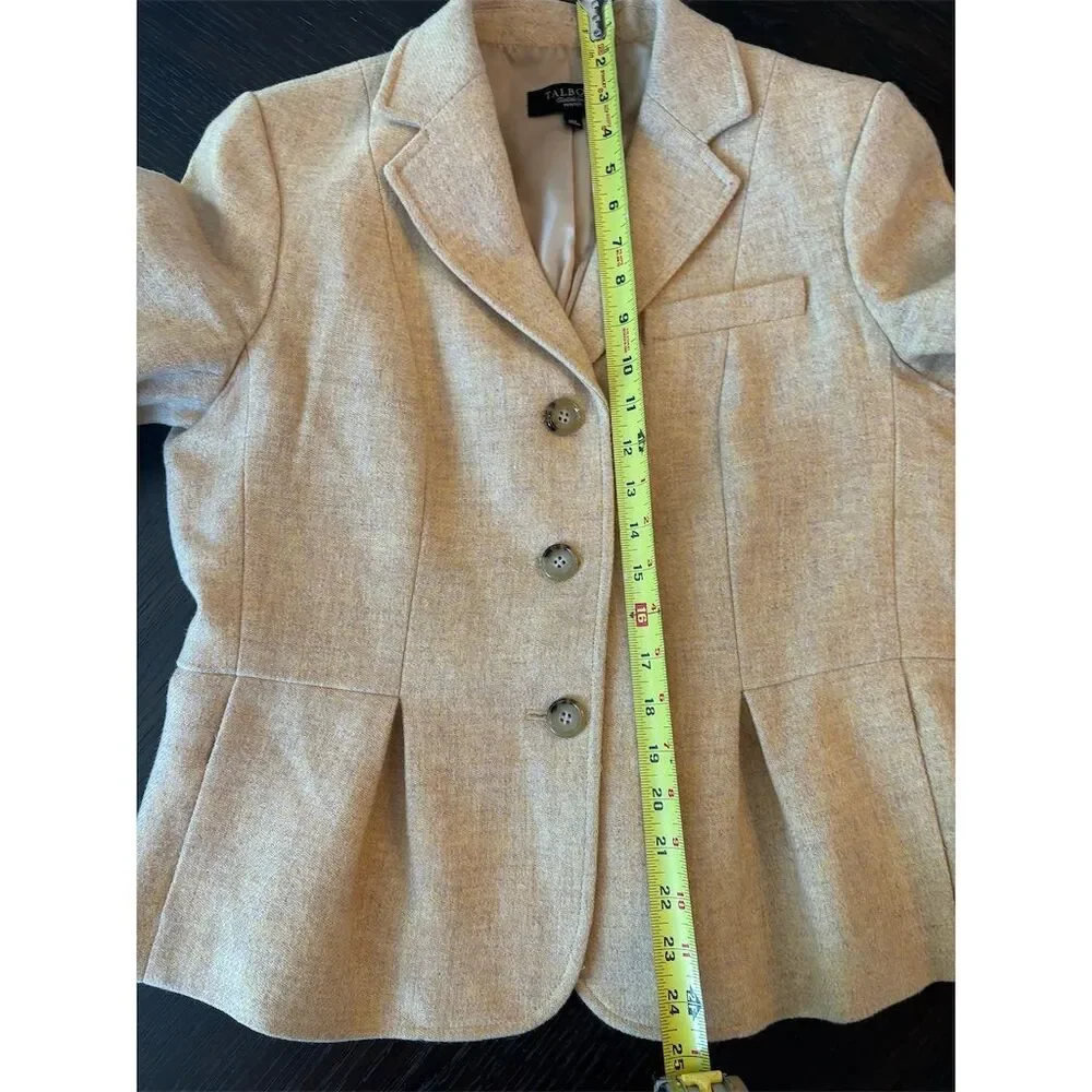 Talbots petite  Women's Wool Blazer blond mix color  Size 12p side pockets - Picture 8 of 8